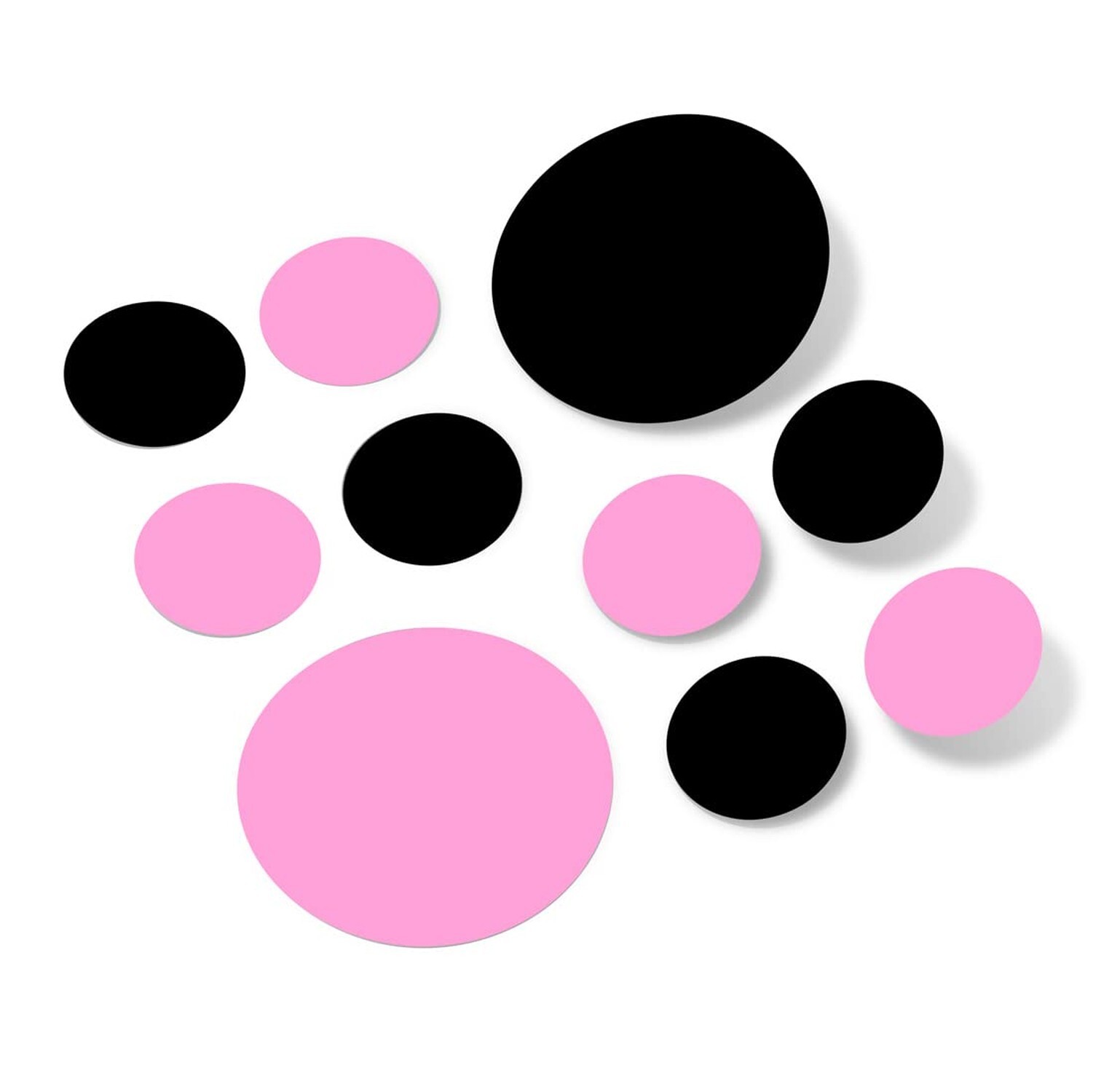 Set of 30 – Black / Pink Circles Polka Dots Vinyl Wall Graphic Decals Sticker…