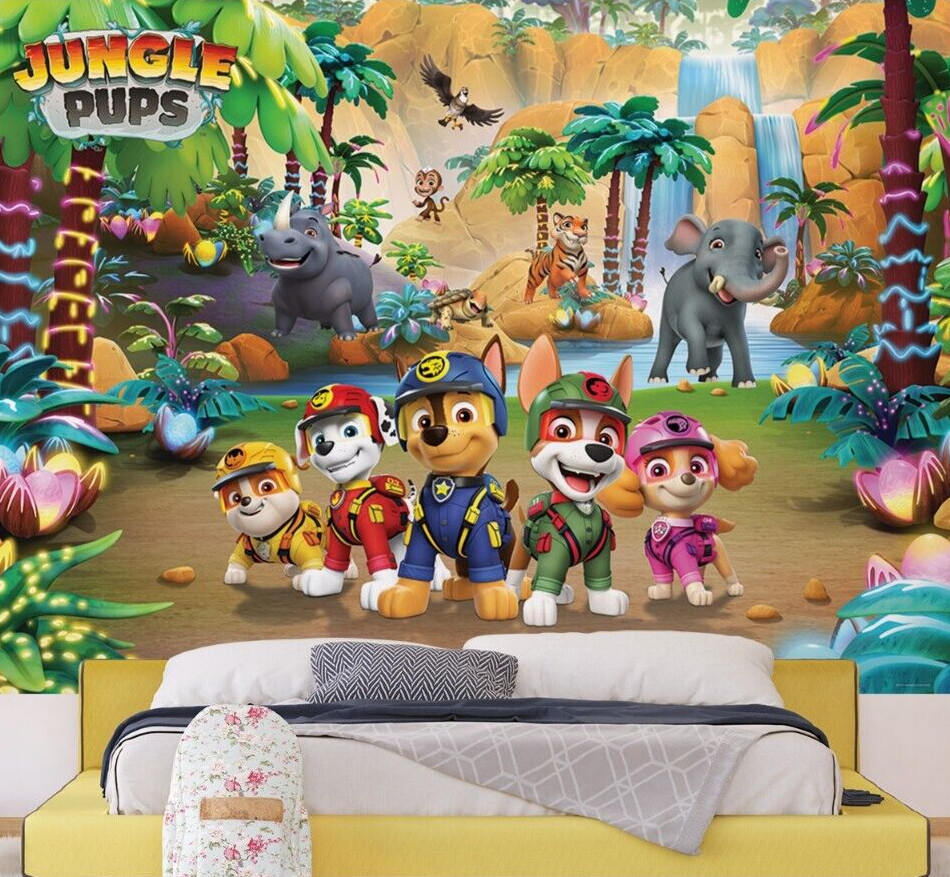 252x182cm wallpaper mural children's bedroom photo wall Paw Patrol Jungle Pups