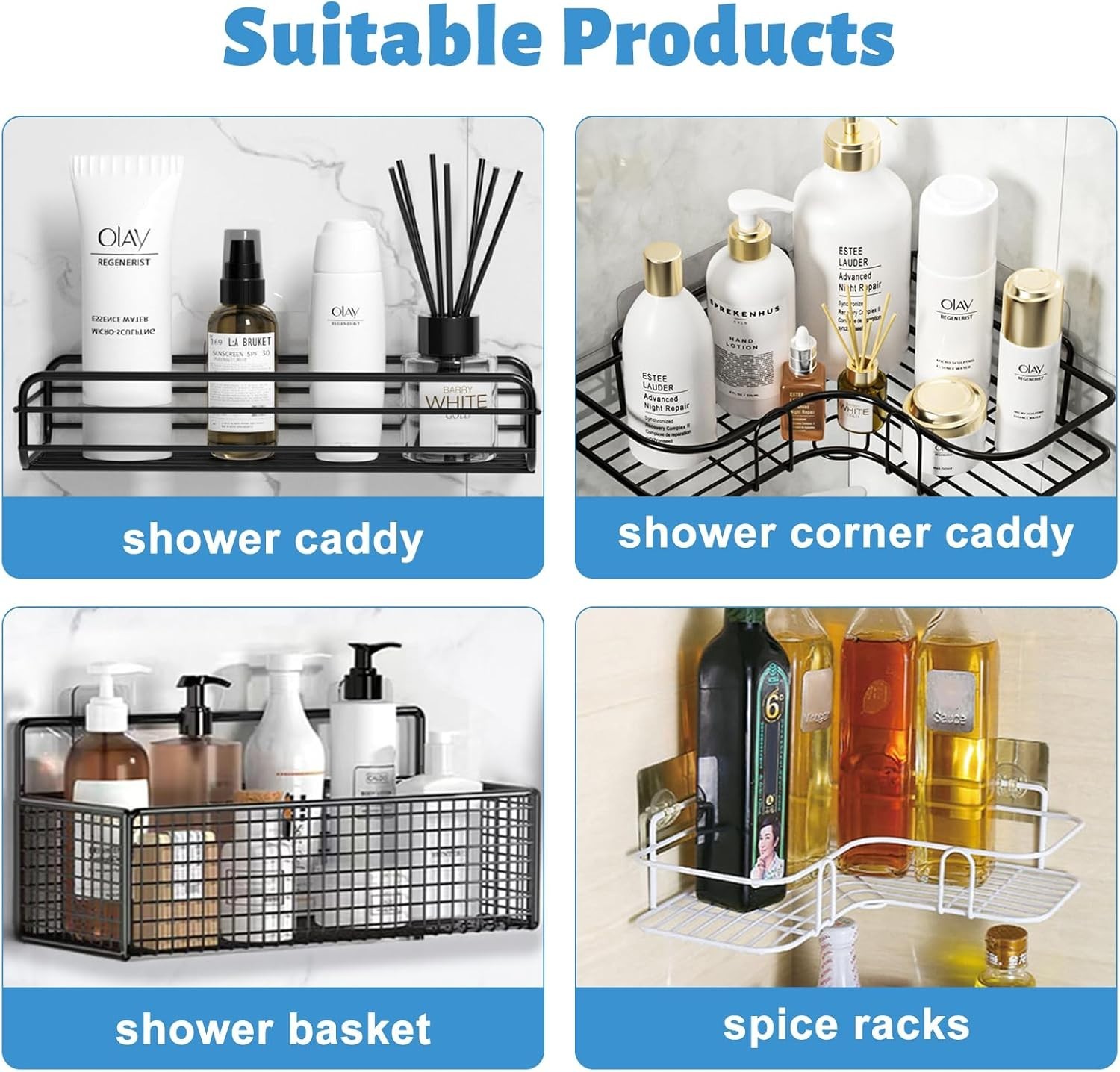 Durable 4-Pack Waterproof Adhesive Stickers for Stylish Bathroom Organization