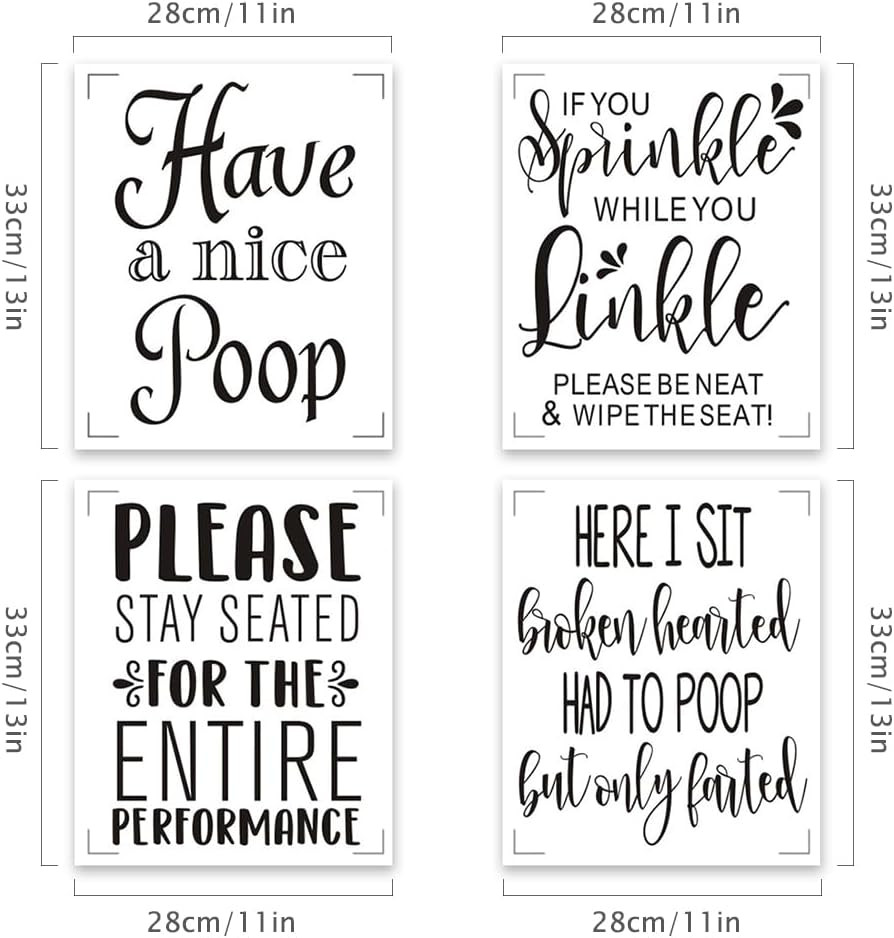 17-Piece Vintage Bathroom Wall Decals – Peel and Stick Quotes & Art Stickers