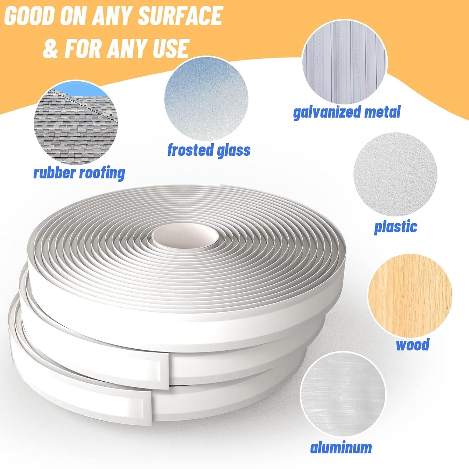 4 Pack Butyl Tape Bulk,1/8 x 3/4 x 30 ft, White Butyl Sealant Tape, Butyl Rub…