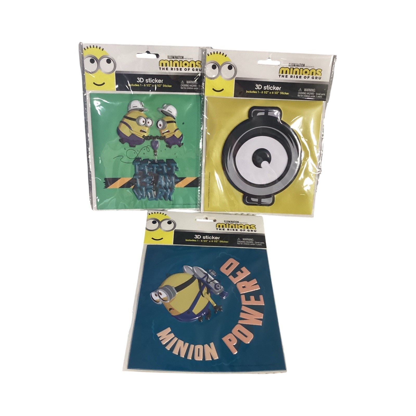 Minions Illumination The Rise Of Gru XL 3D Sticker Set New Sealed 6.5 x 6.5” Ea