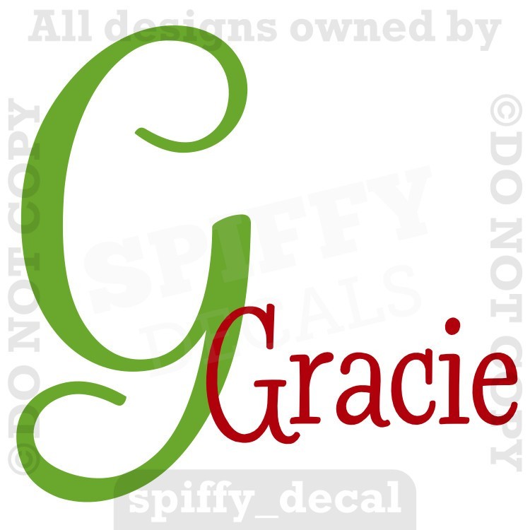 Monogram Personalize Custom Name Vinyl Wall Decal Nursery Bedroom Child Girl Boy