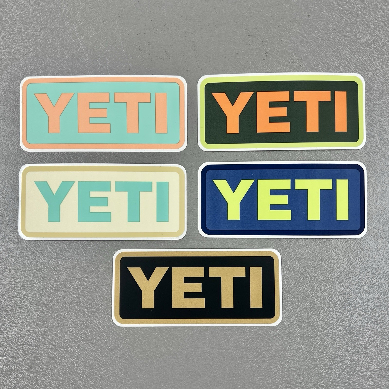 Lot Of 5 Assorted Colors New Authentic YETI 2×4" Logo Sticker Decals