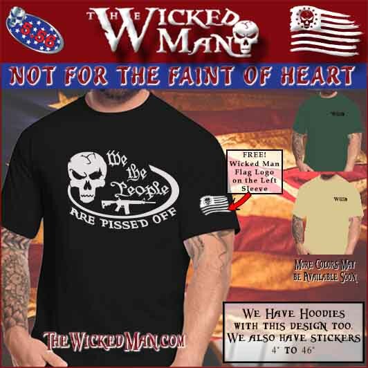 The Wicked Man – We The People Are Pissed Off Skull Oval Decal Sticker
