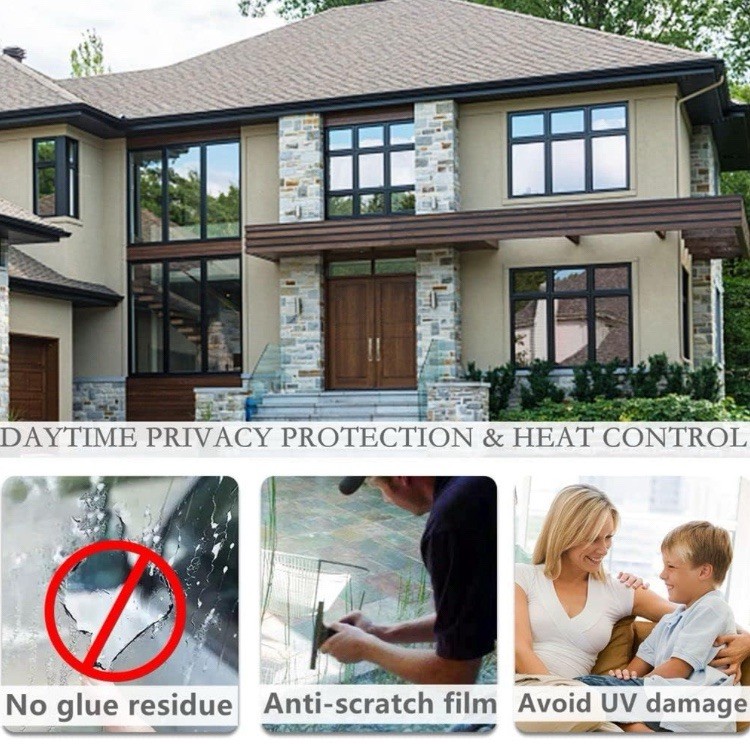 Self-Adhesive Window Tint Daytime Privacy Film Mirror Effect Silver 17.5×78.7”🪟