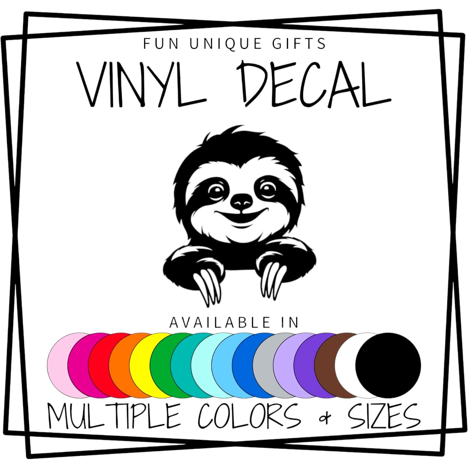 Peeking Sloth Vinyl Decal Sticker -Multiple Colors & Sizes- FREE SHIPPING