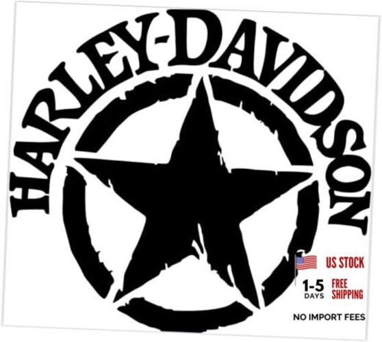 Motorcycle Bar and Shield Star Design #1 Vinyl Decal Sticker Car HD Moto Black