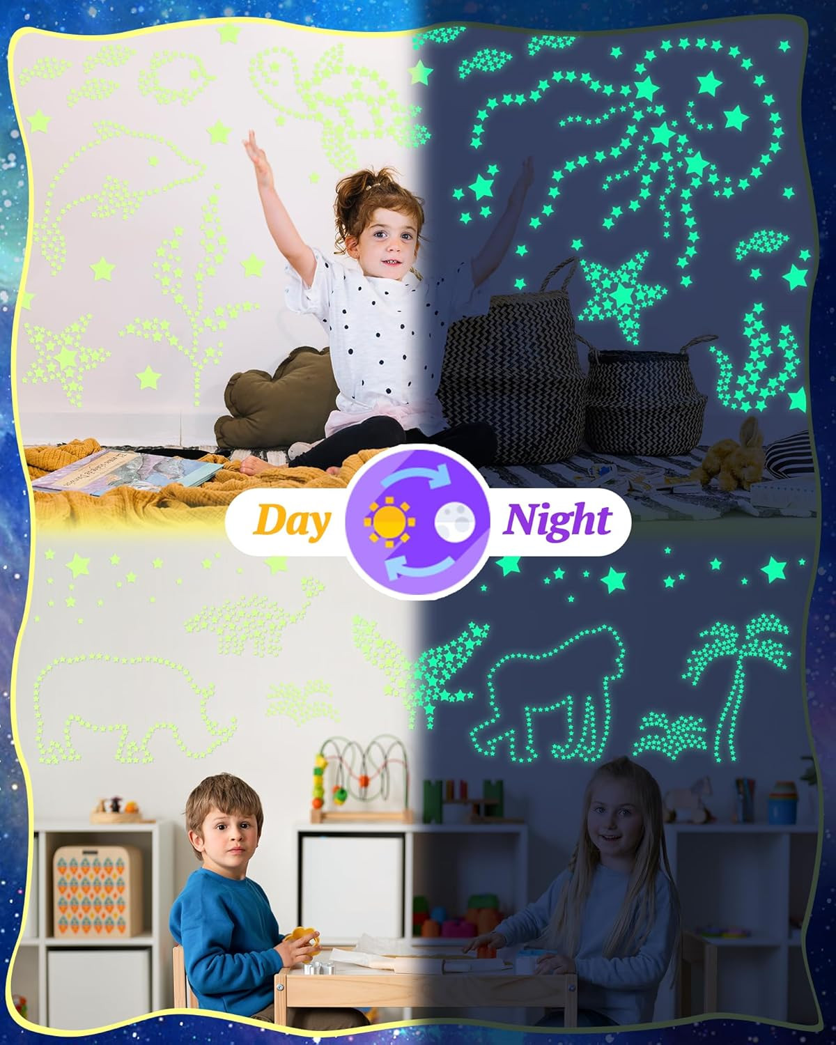 201 Pcs Glow in the Dark Stars Stickers for Ceiling, Kid Room Wall Decor | Stars