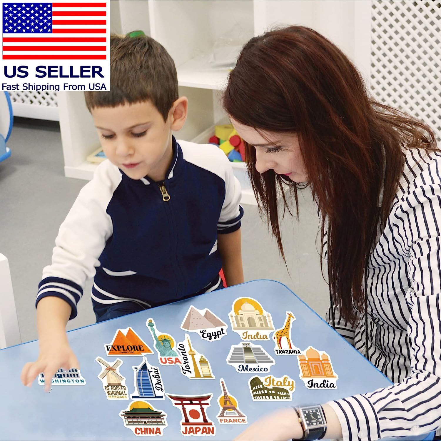 100 Pcs World Travel Stickers Set Cityscape Aesthetic Travel Map Sticker Vinyl W