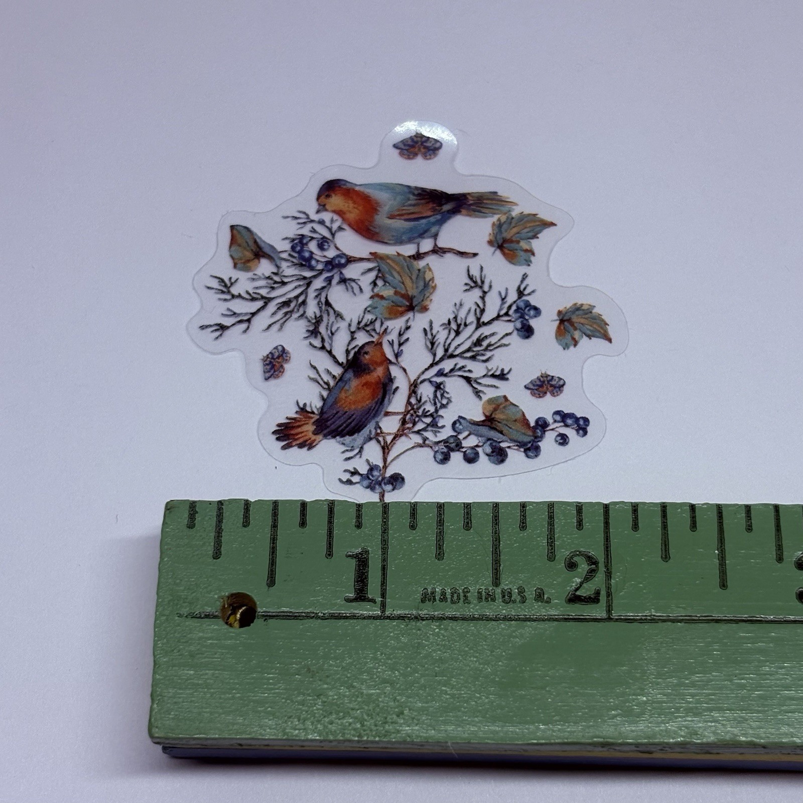 Woodland Birds Fir Branch Sticker Animal Art Transparent Journal Decal VinylTc6