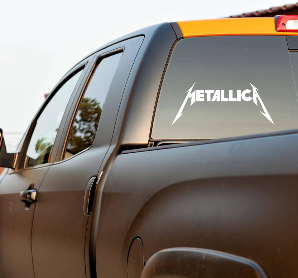 Metallica Logo 12” Wide White Vinyl Gloss Decal Sticker Truck Car Band Metal
