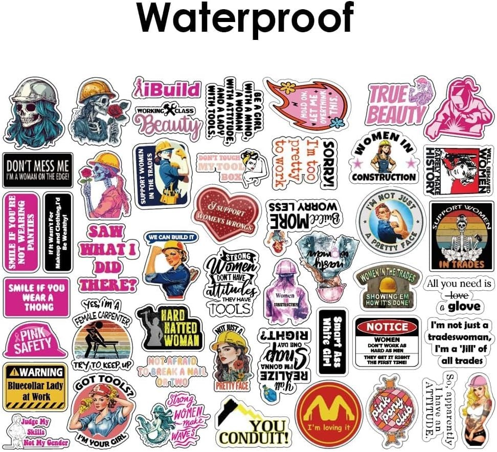 Women Hard Hat Stickers | Blue Collar Decals for Hardhat | Woman in Trade Empowe