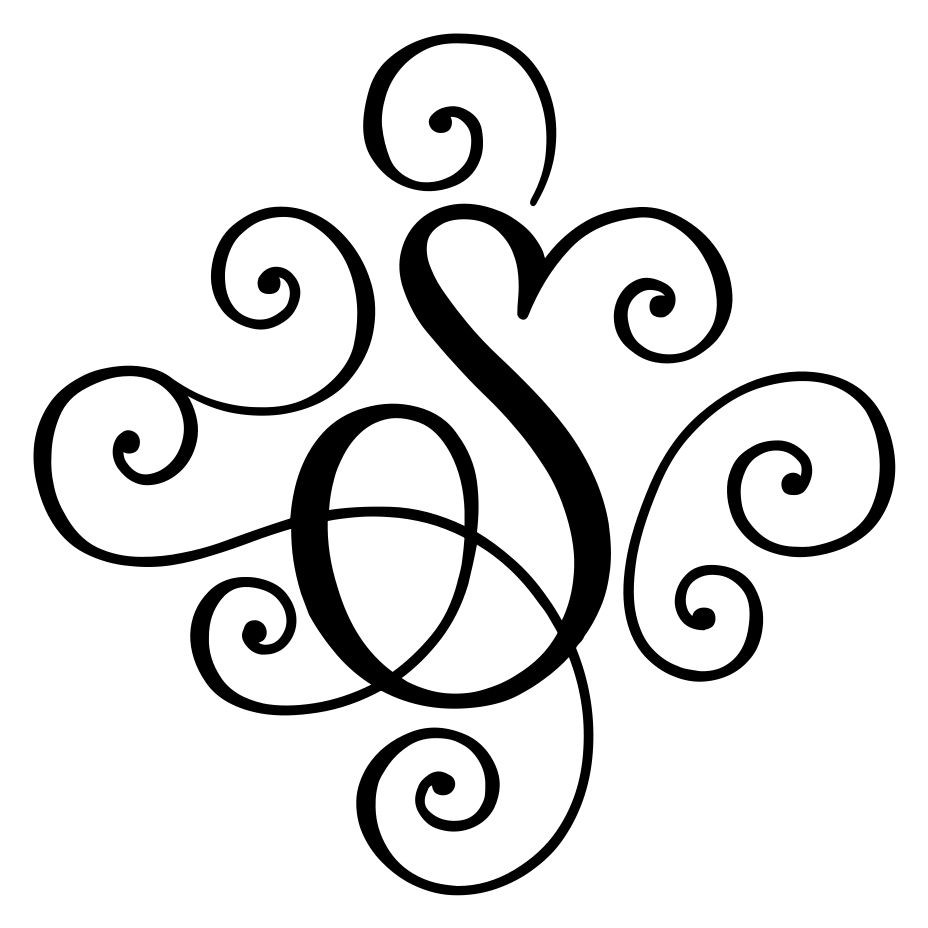 SCROLL MONOGRAM INITIAL Vinyl Decal Sticker – Decorative Letter Script Lettering