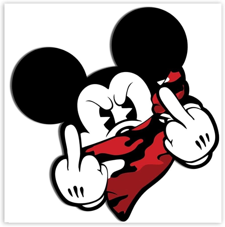 Mickey Mouse middle Finger sticker weatherproof bumper vinyl decal