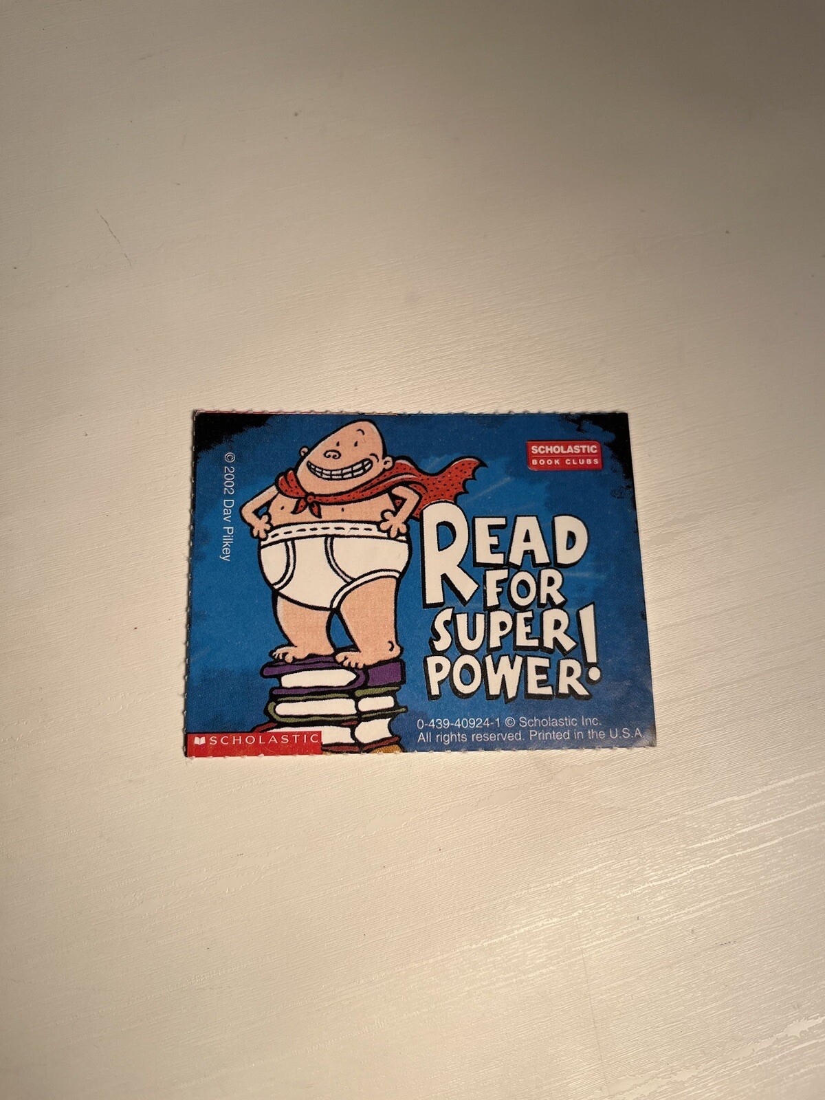 Vntg 2002 Scholastic Captain Underpants Sticker Scholastic Read For Super Power