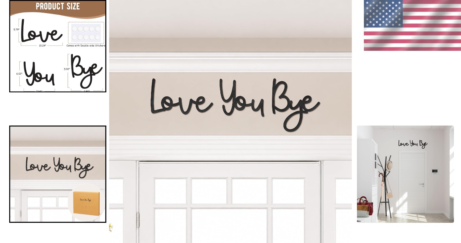 Wall Decor Love You Bye Sign 31.5 inch Wood Heart Wall Art Hallway Entryway D…