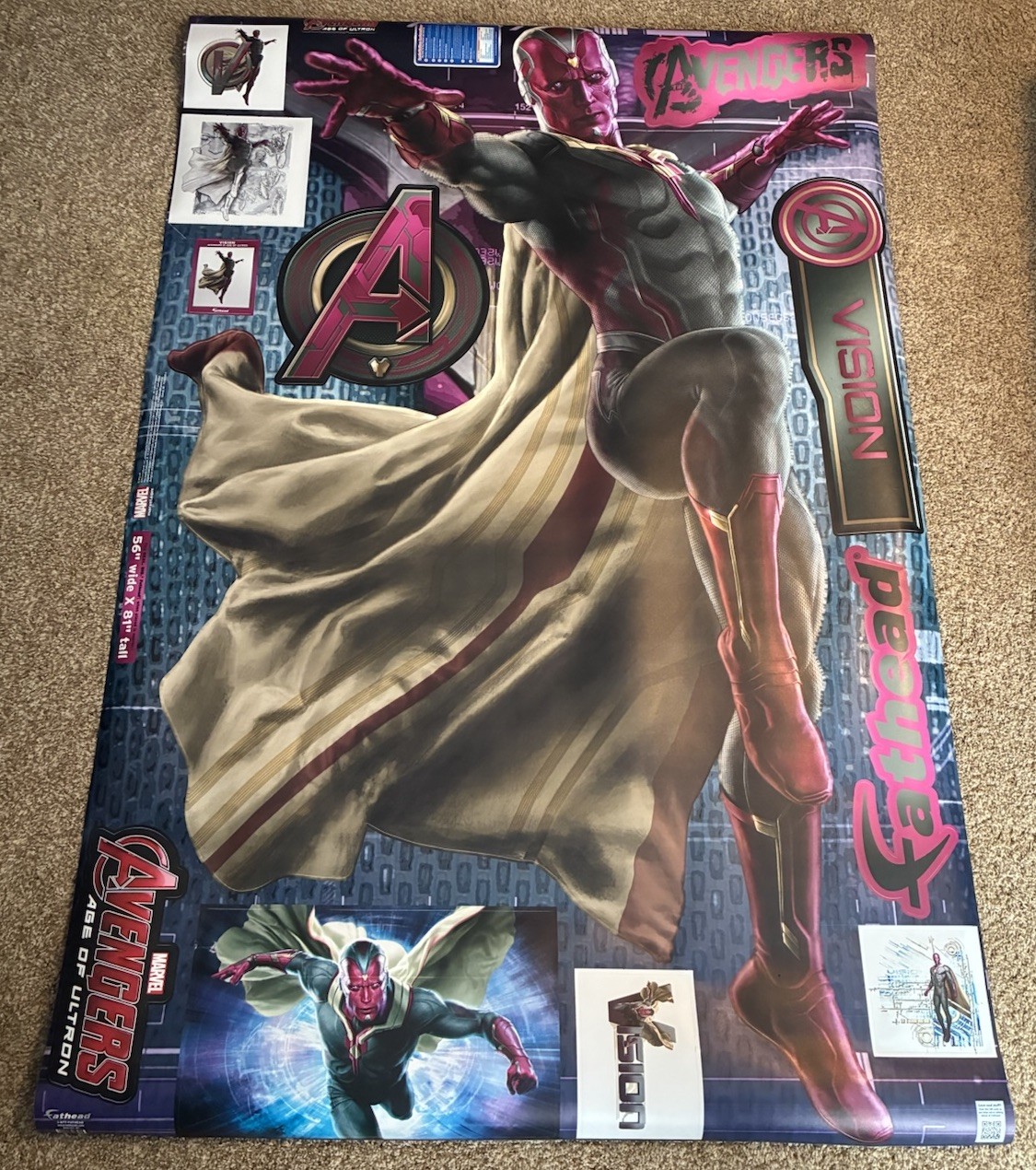 Fathead Avengers Marvel Comics Real Big Wall Decor Age Of Ultron Vision 81”x56”