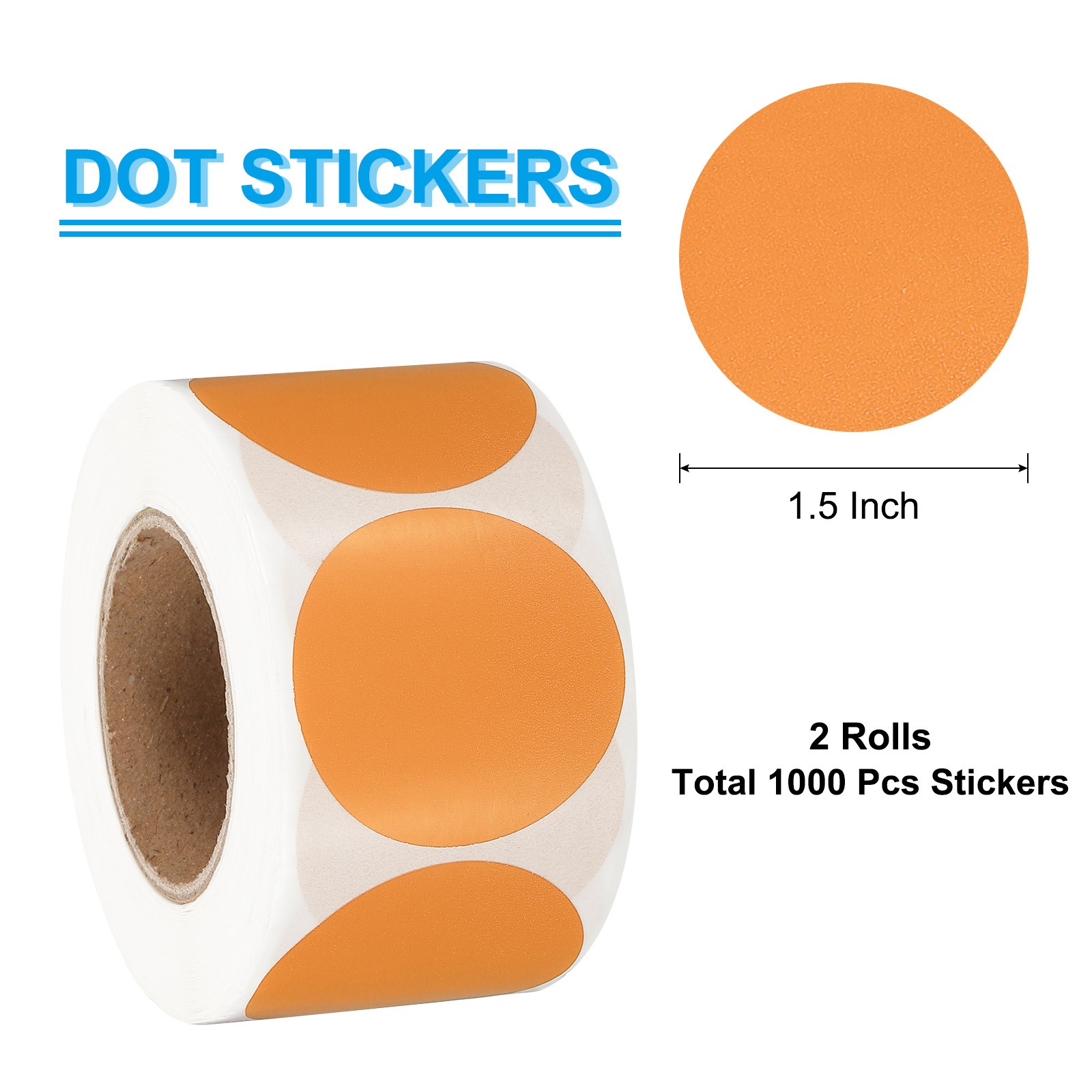 1.5 Inch Round Thermal Label Stickers, Orange (2Rolls/Total 1000Pcs)