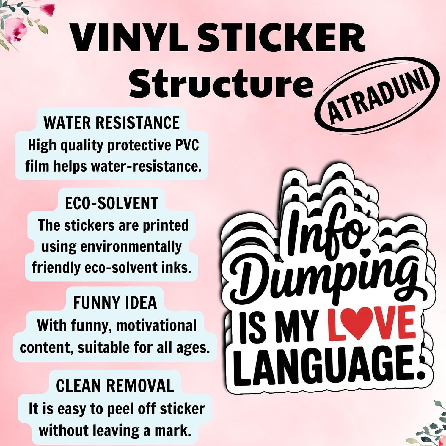 3 Pcs Love Language Sticker Set – Waterproof Vinyl Decals, 3” Size