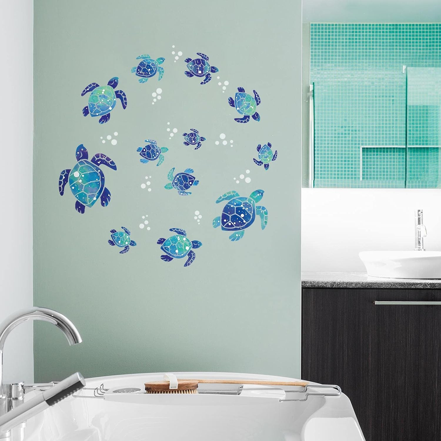 Sea Turtle Wall Decals 3D Ocean Grass Seaweed Stickers under the Sea Wall Decals