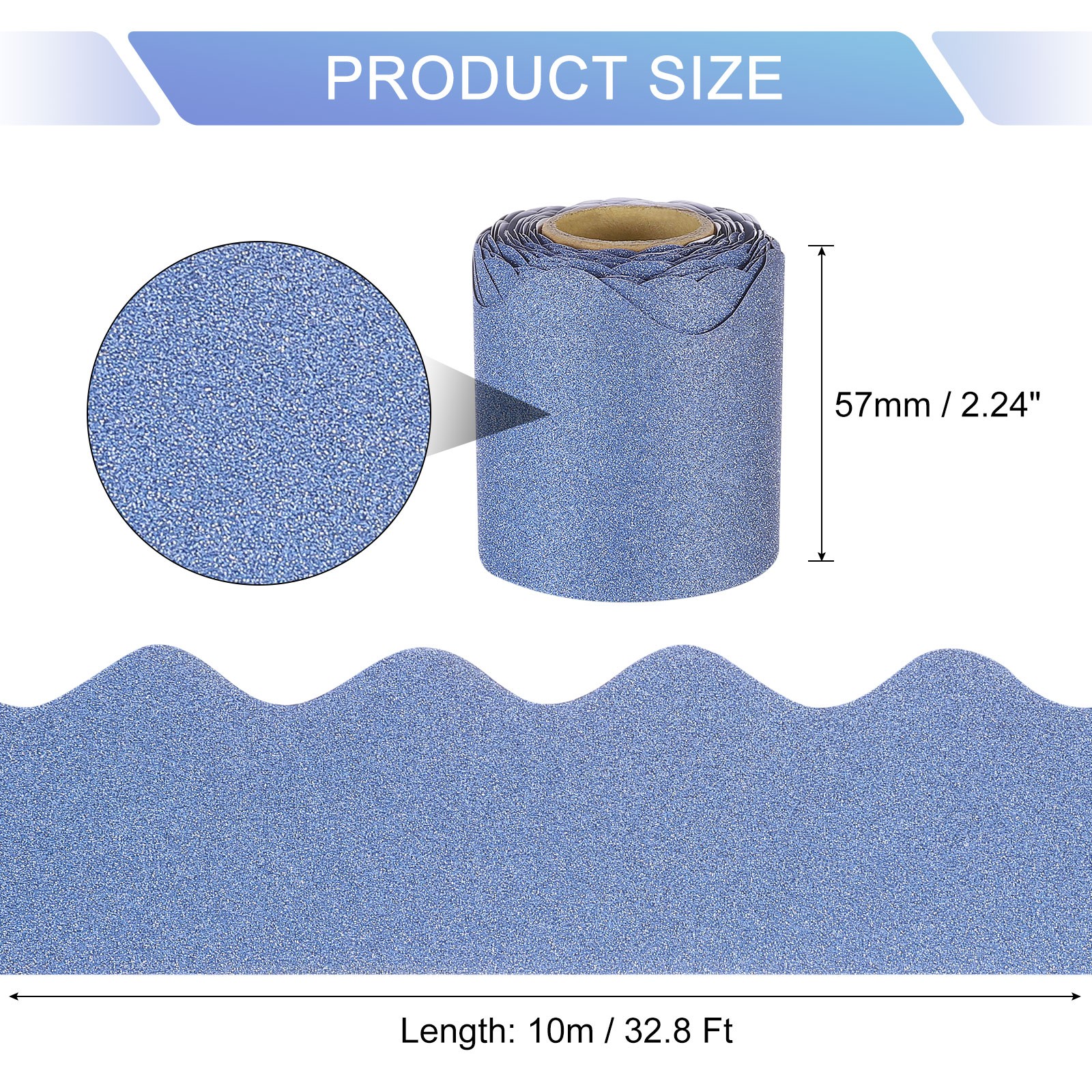Bulletin Board Border, 32.8Ft x 2.24Inch Classroom Border Trim, Matte Blue