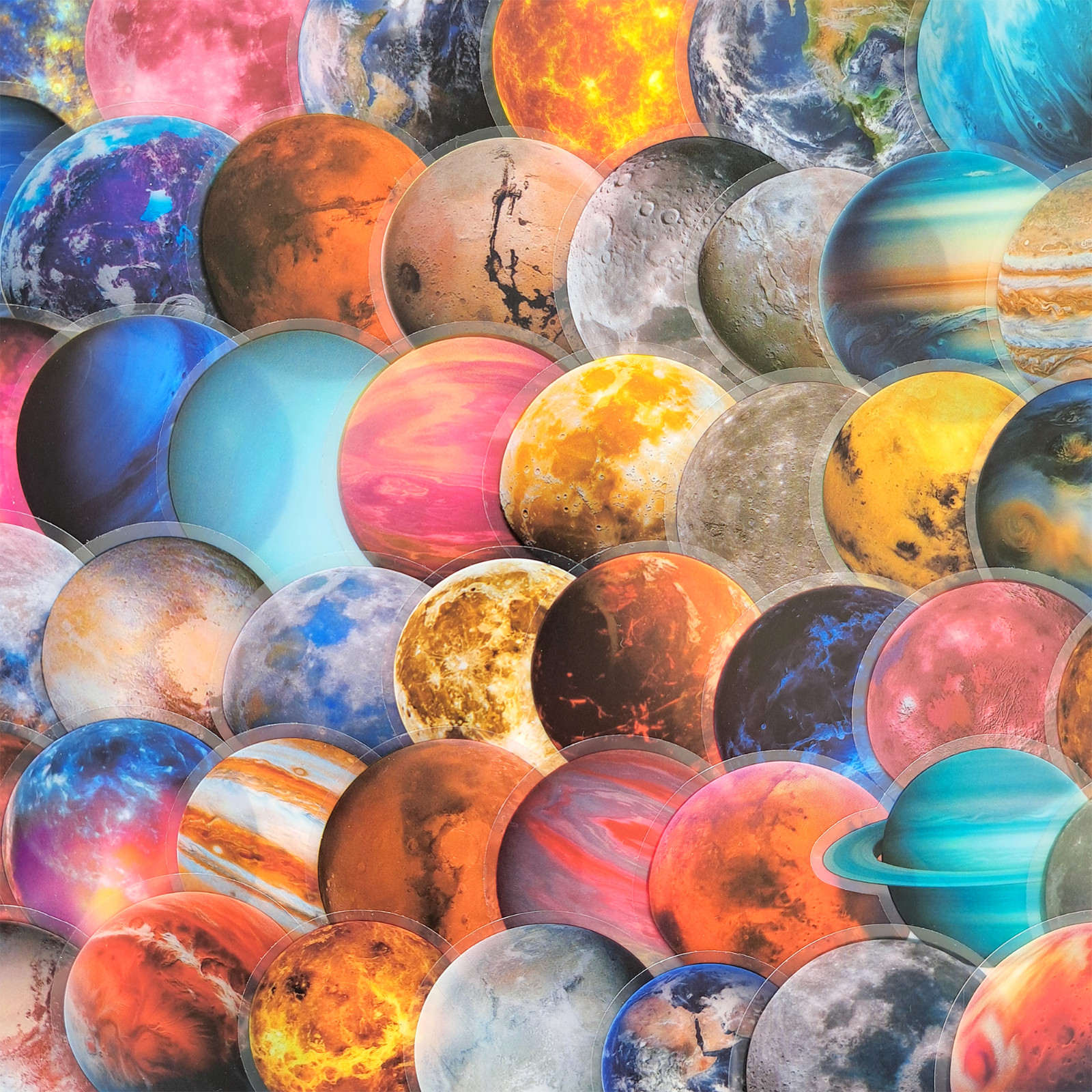 50 PCS Solar System Planets Sticker Pack Transparent Space Galaxy Astronomy