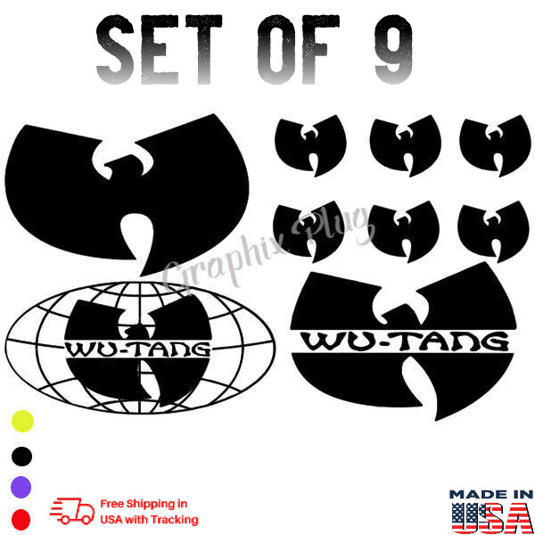 Wu Tang Street Wear 9 Set Black Vinyl Decal Sticker Set – Free Shipping