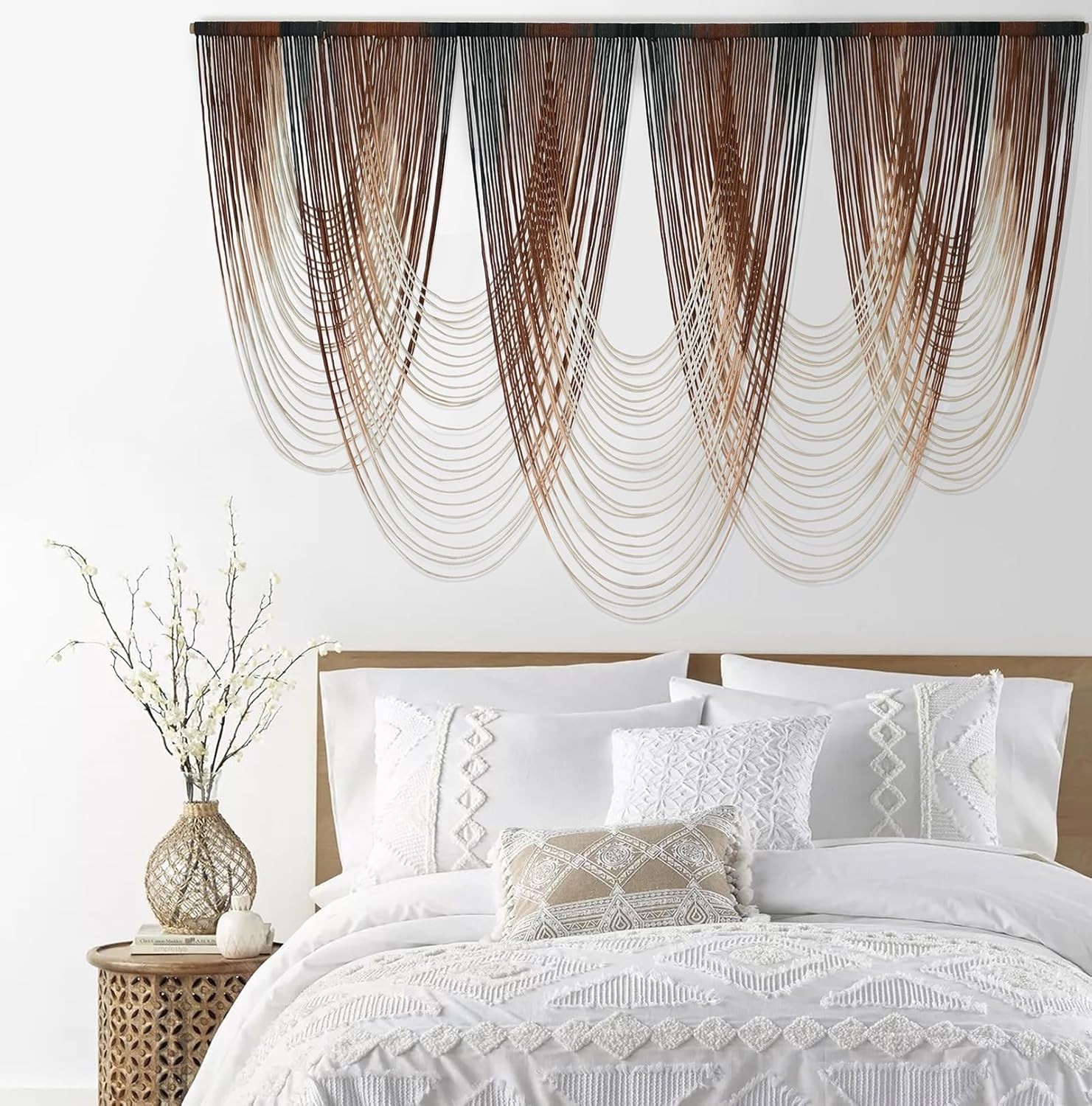 Macrame Wall Hanging Brown Dip-Dyed Large Macrame Wall Decor For Living…