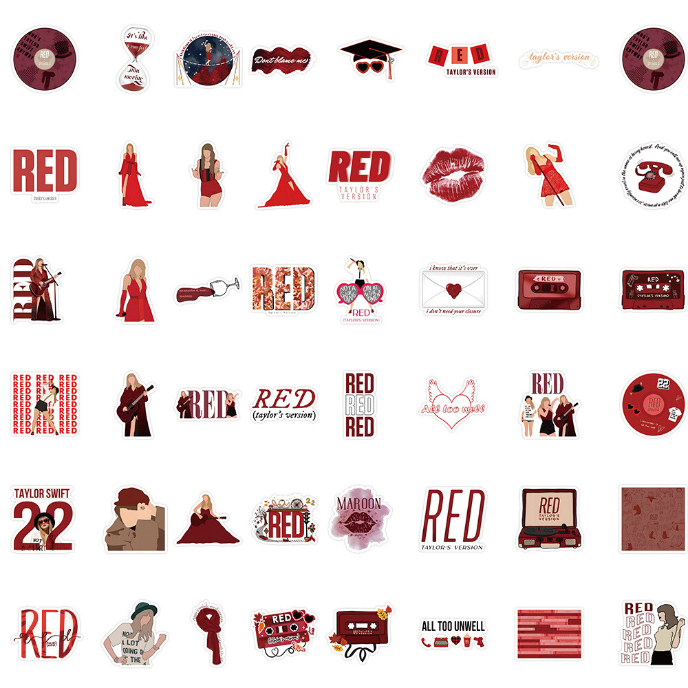 100Pcs Red – Taylor's Version Sticker for Adults Teens Girls Water Bottles