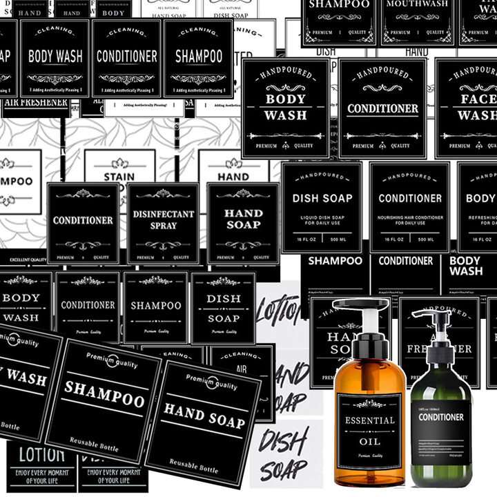 Shampoo Bottle Label Sticker Waterproof Body Wash Lotion Hand Dish Soap Decal
