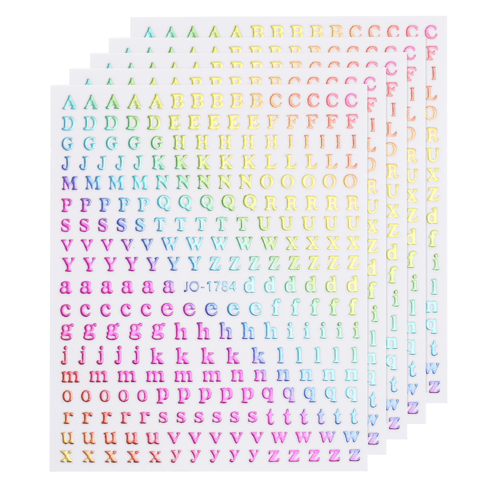 5 Sheets Letter Nail Stickers Self-Adhesive Alphabet Nail Stickers DIY Rainbow
