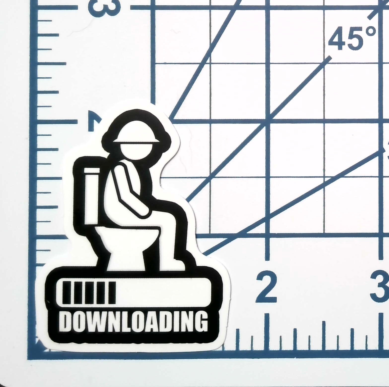Downloading Toilet Hardhat Die Cut Vinyl Sticker Decal Funny Construction Worker