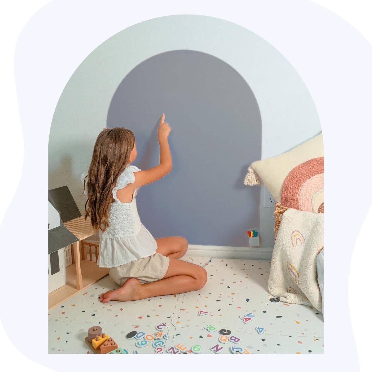 New! Magnetic Wall Decal for Kids Playrooms, Colorable and Magnetic Tile Comp…