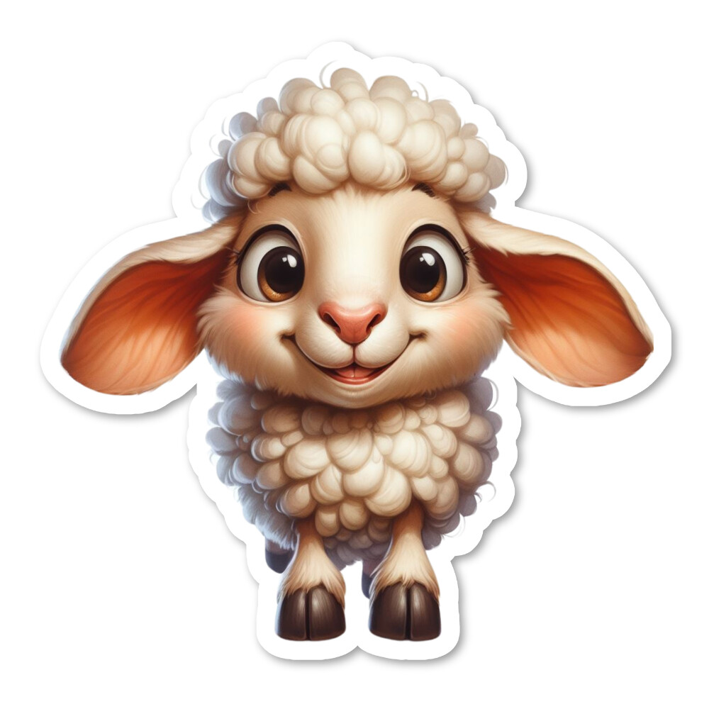 Funny Lamb Vinyl Sticker, Wildlife Water Resistant, Water Bottle, Notebook