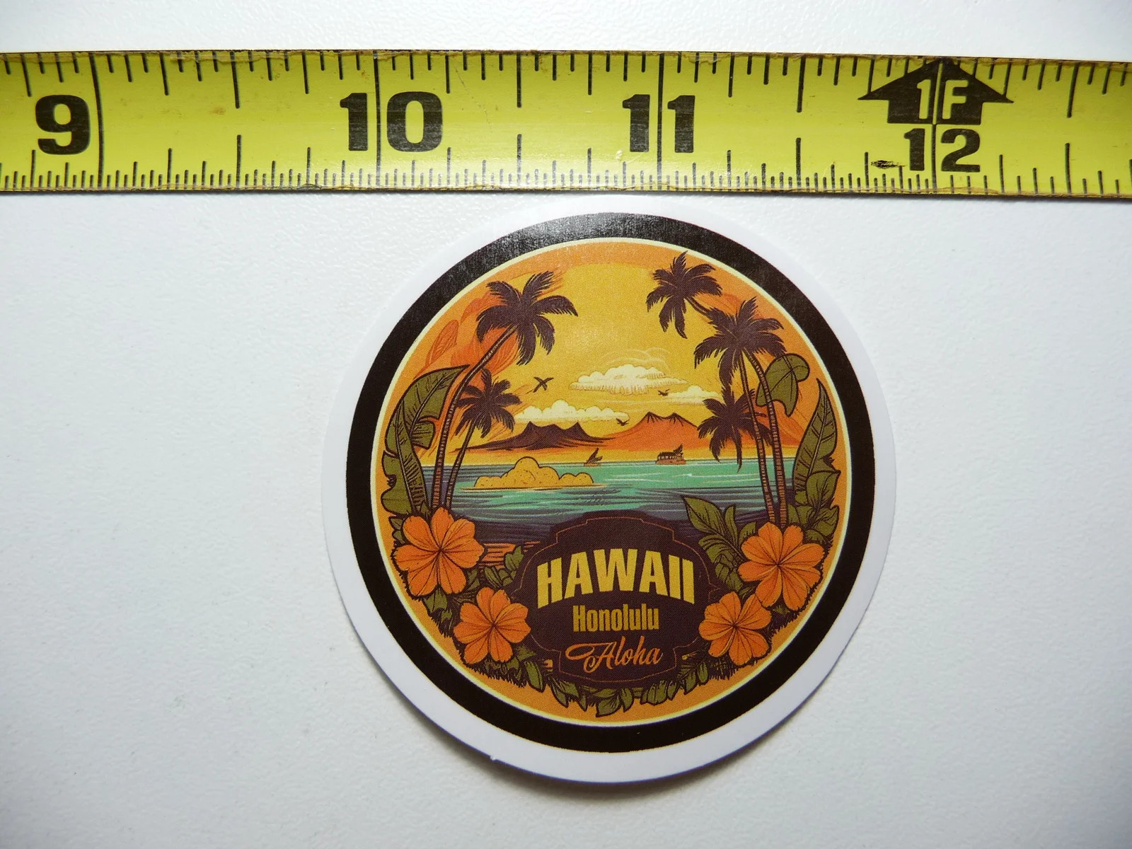 HONOLULU HAWAII ALOHA EXOTIC BEACH SMALL STICKER DECAL TROPIC SCENE VACATION