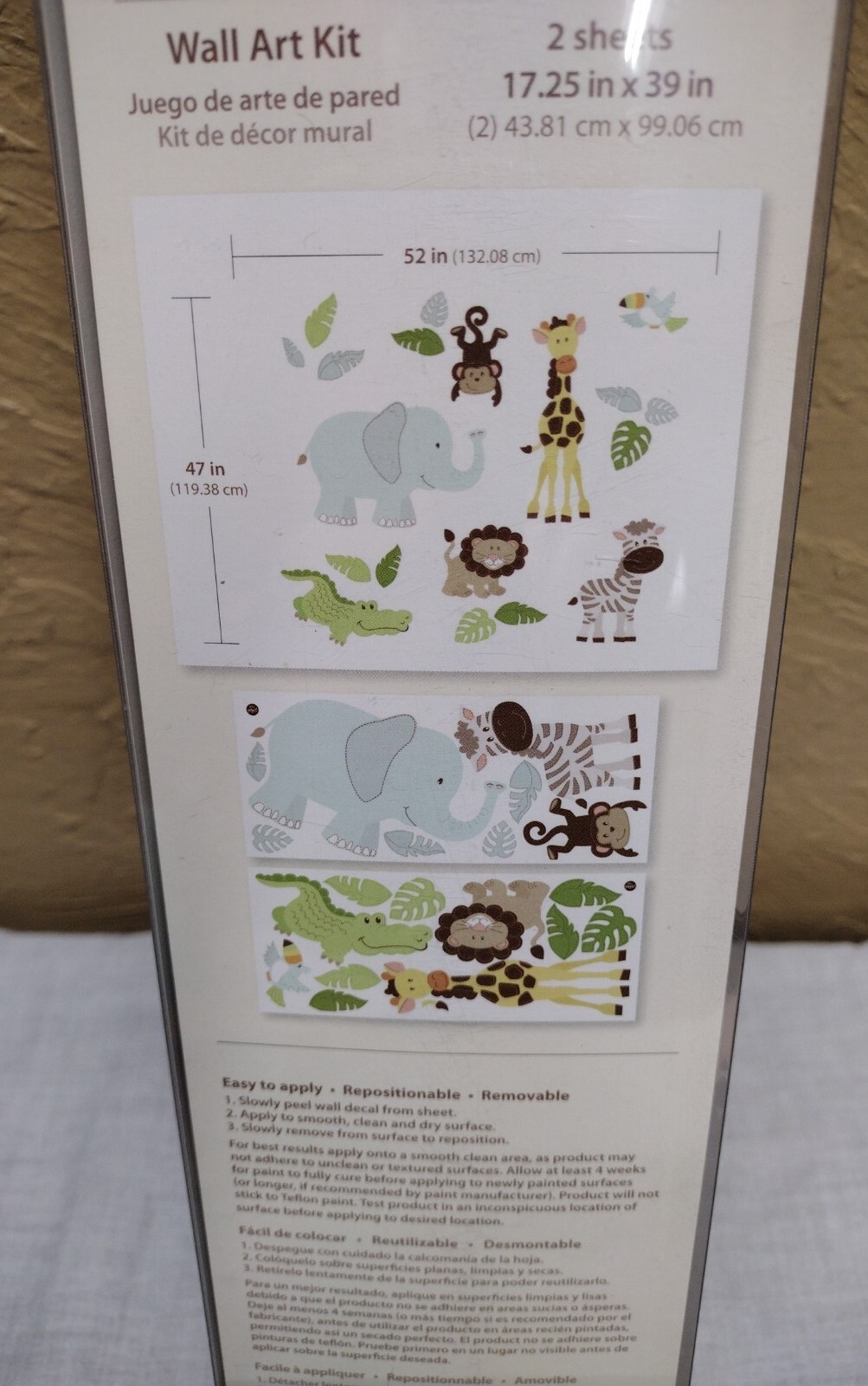 2014 Safari Buddies Wall Art Kit Peel Stick + Move 20 pc Wall Pops Nip Monkey