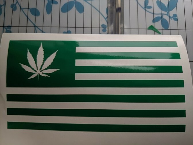 Pot Leaf flag Cannabis Vinyl Decal Sticker 420 Marijuana Weed 5"