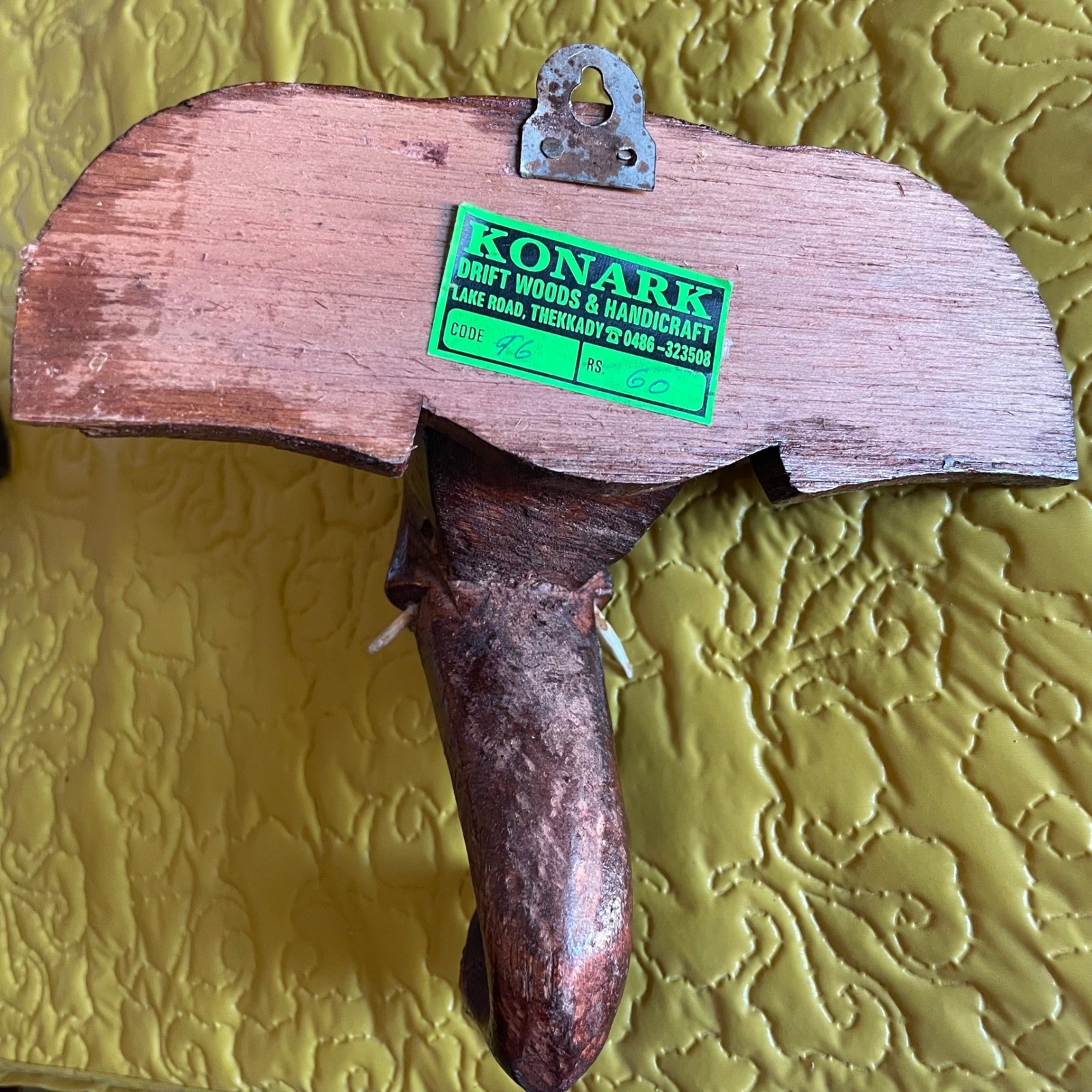 Konark hand carved vintage wood Elephant head tusk Wall Hanging India Decor Art