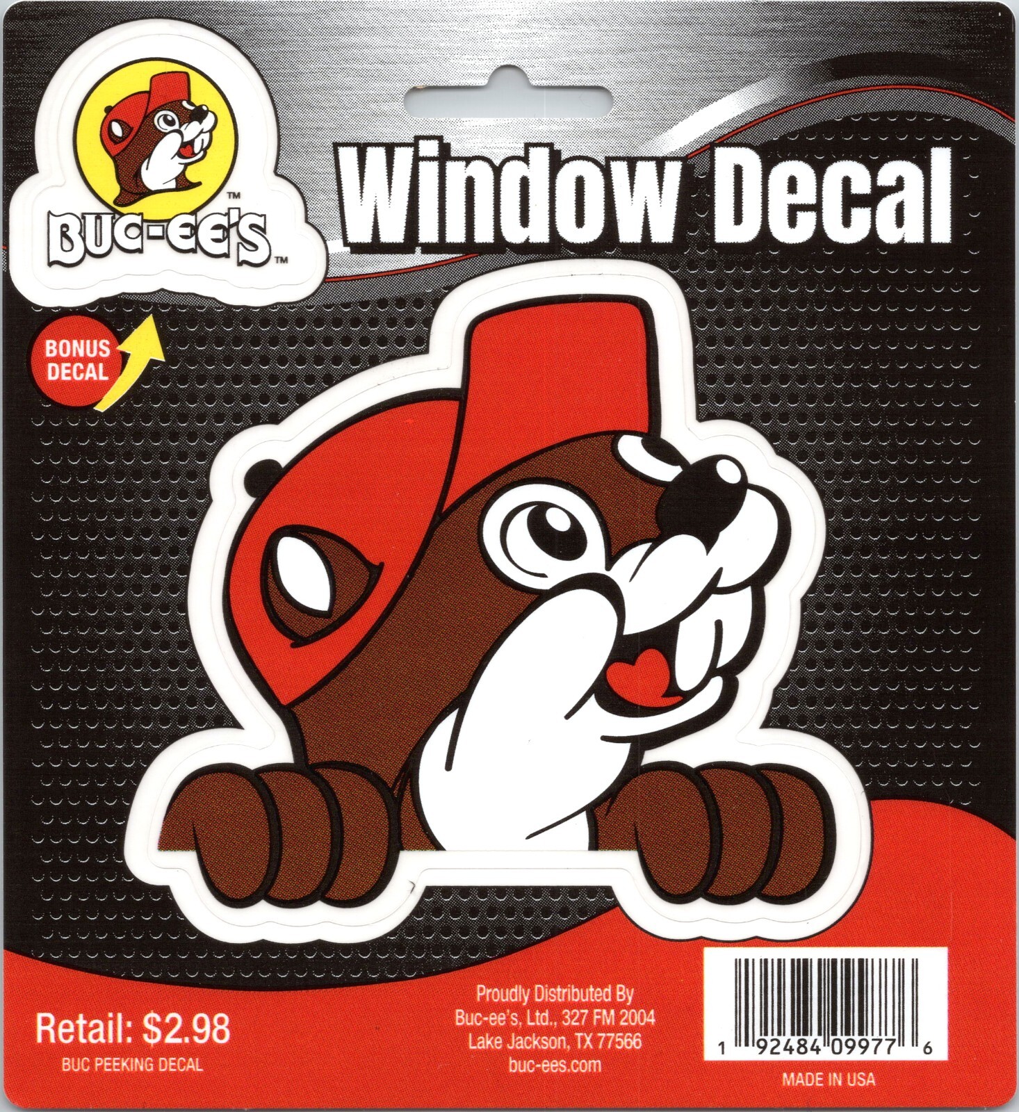 Buc-ees Logo Window Decal – 4 inch diameter – Bonus Decal
