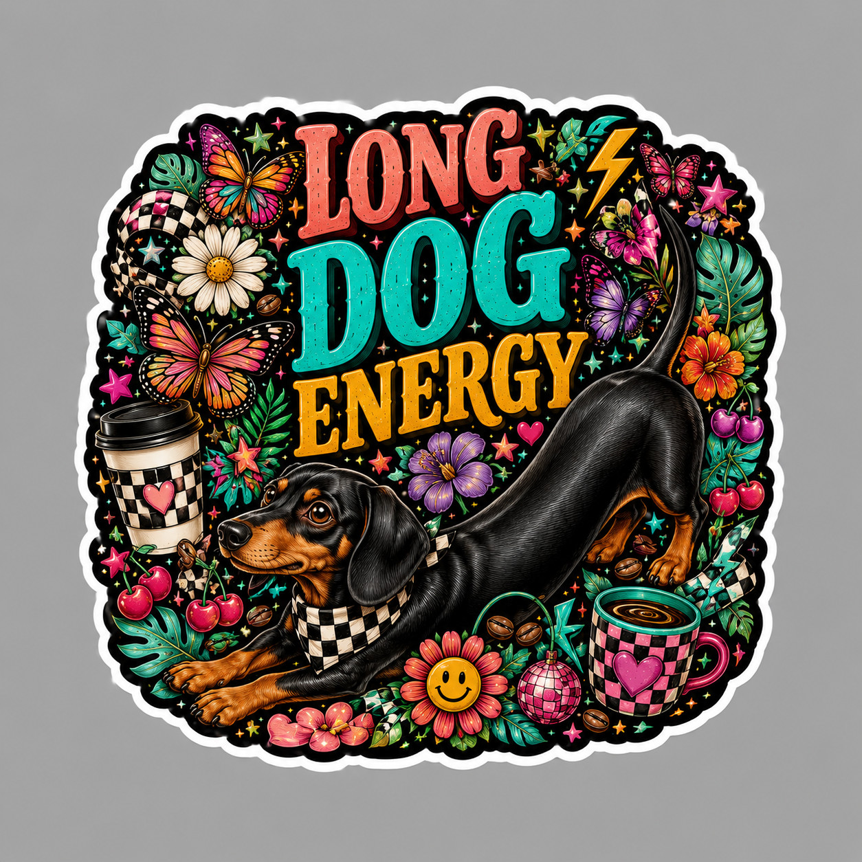 Dachshund Sticker Vinyl Decal Long Dog Energy Funny Doxie Lover Gift