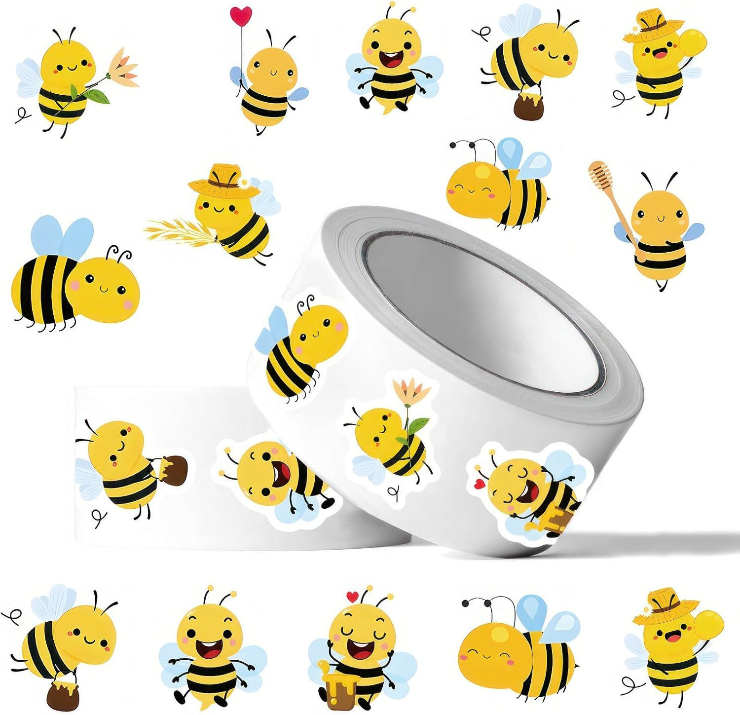 500Pcs Bumblebee Vinyl Stickers Roll Set | Cute Bumblebee Waterproof Vinyl Decal