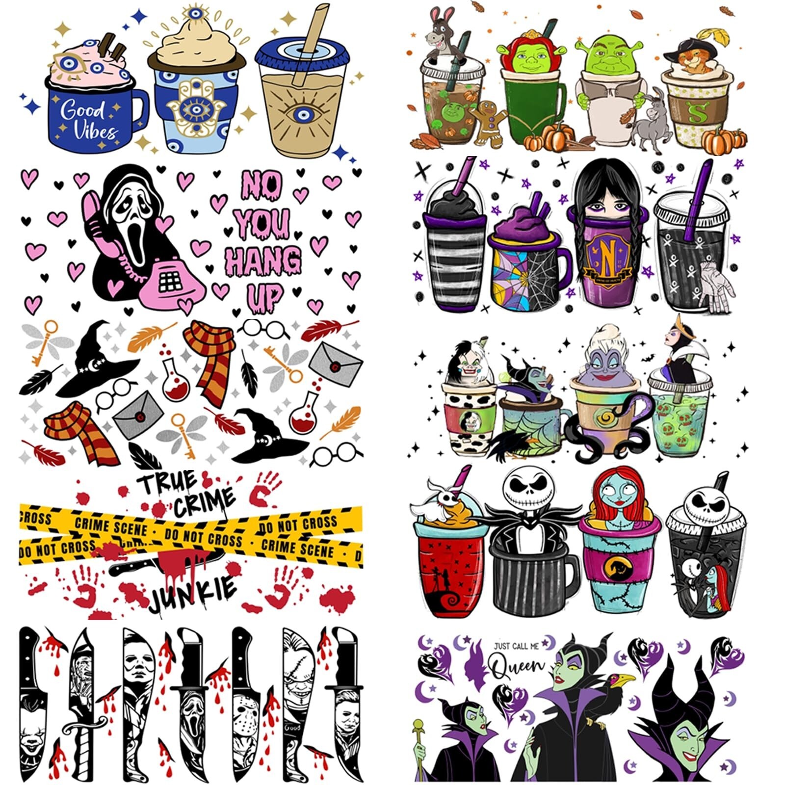UV DTF Cup Wrap, Transfer Stickers for 16oz Glass Cups，UV DTF Cup Wrap Tr