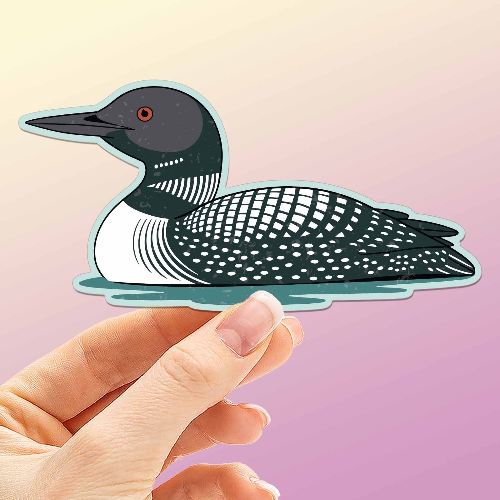 Loon Birdwatching Sticker – Midwest Lake Bird Decal for Laptop & Water Bottle