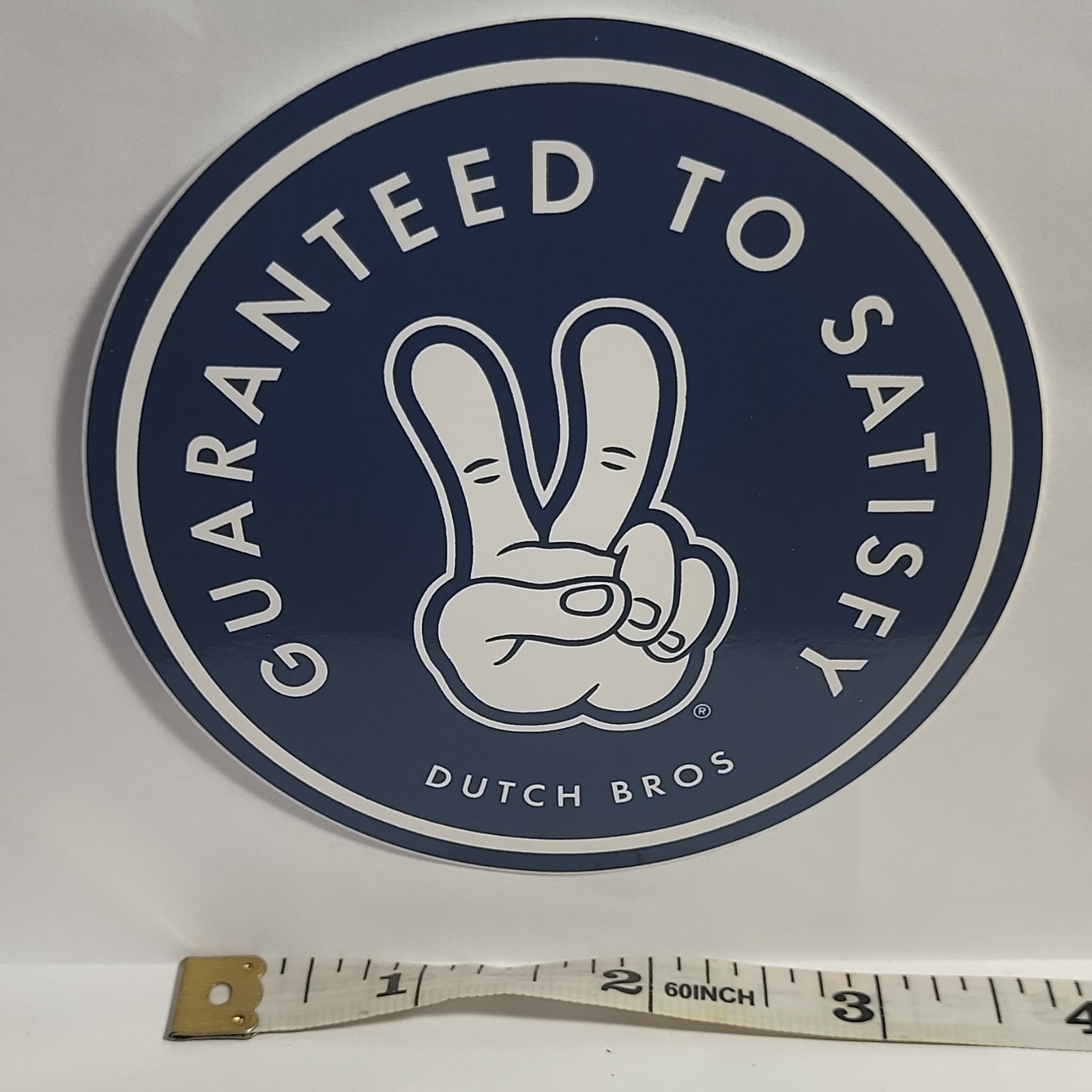 Dutch Bros Guaranteed To Satisfy Peace Sign Hand Blue White Sticker/Decal