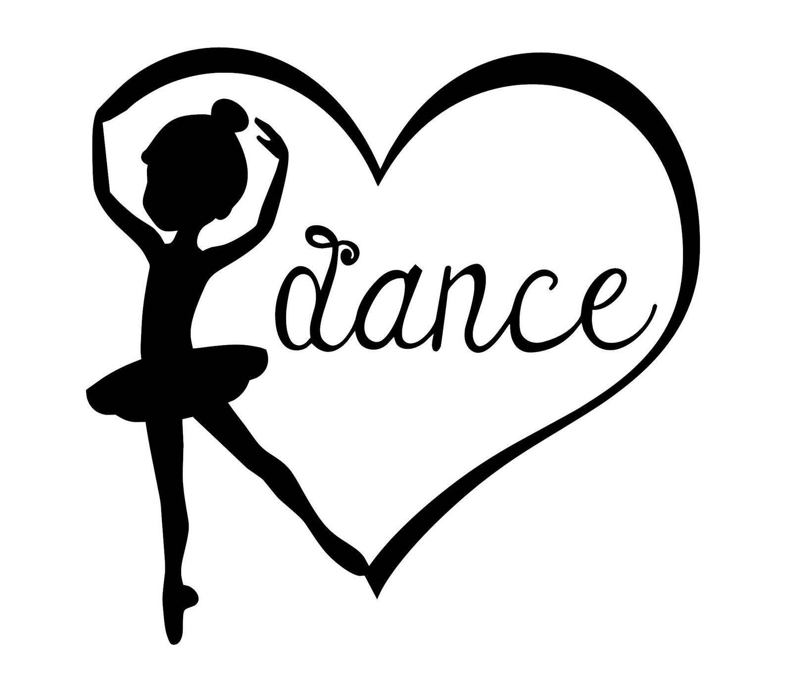 Vinyl Decal for Window – Dance, Child Dancer w/ Heart (May Customize w/ Name)