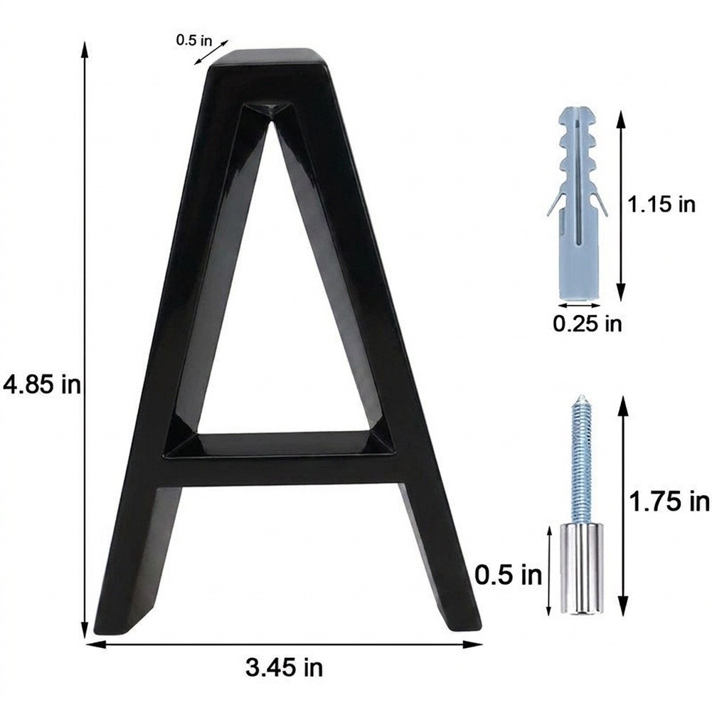 Stainless Steel 5 Inch Black House Numbers 12cm Floating Mount Exterior Sign