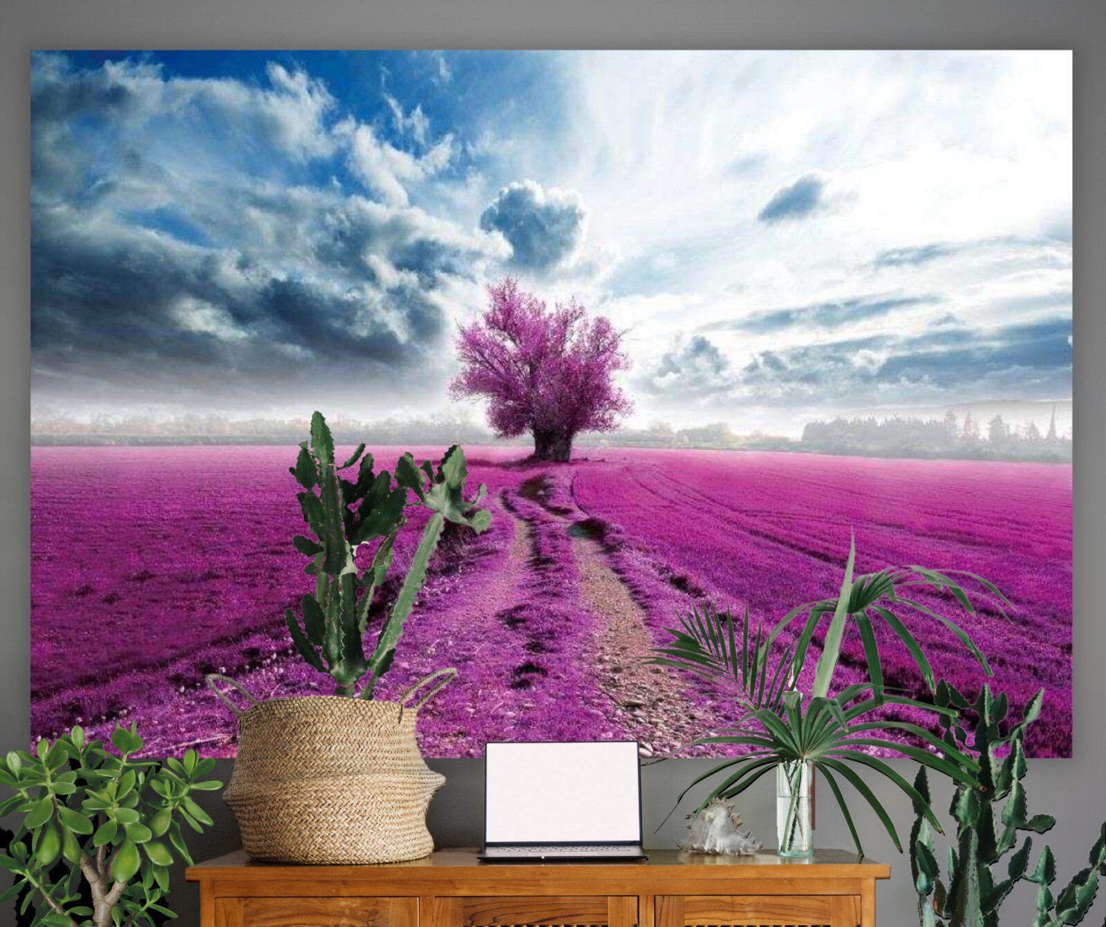 Boho Display Wall Art Decor; Bohemian Lavender Fields Large Bedroom Artwork