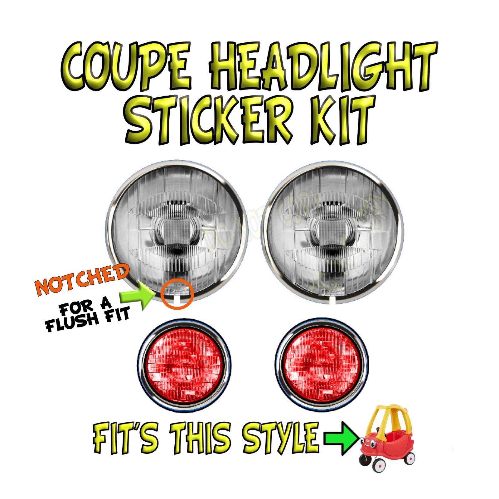 Headlight and Tail Light Replacement Sticker Kit Fits little tikes Cozy Coupe