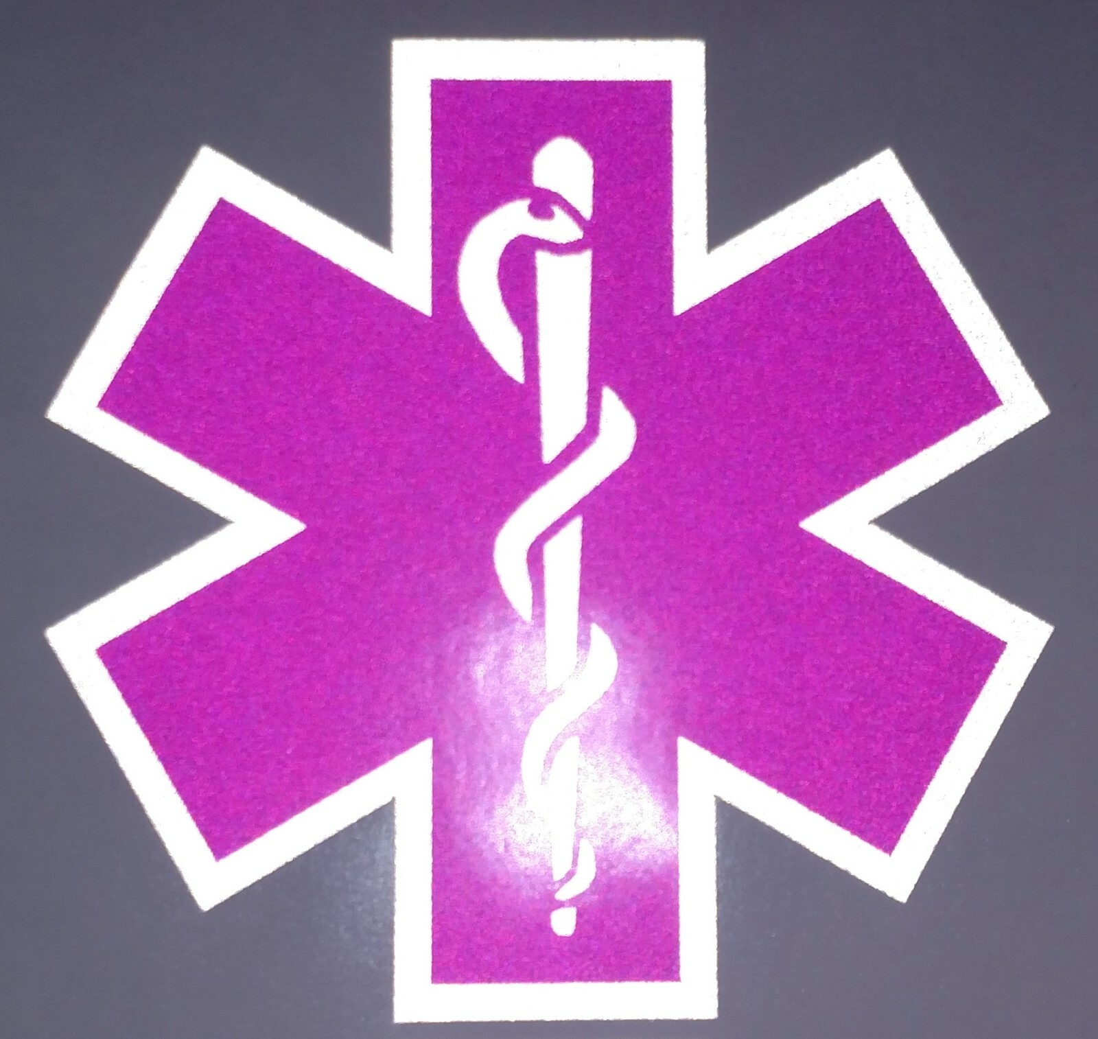 Hot Pink Reflective Vinyl Star Of Life Car Fire Helmet Decal EMT multiple size